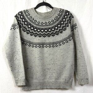 Weatherproof Vintage Sweater Womens Sz S Nordic Fair Isle LS Knit Pullover Gray